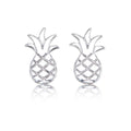 Flat Pineapple Stud Earrings in Sterling Silver