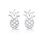 Flat Pineapple Stud Earrings in Sterling Silver