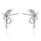 Banana Stud Earrings with Cubic Zirconia in Sterling Silver side view