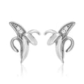 Banana Stud Earrings with Cubic Zirconia in Sterling Silver