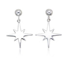 Simple Star Drop Earrings in Polished Sterling Silver