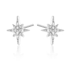 Sparkling Star Stud Earrings with Cubic Zirconia in Sterling Silver