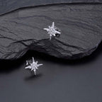 Sparkling Star Stud Earrings with Cubic Zirconia in Sterling Silver