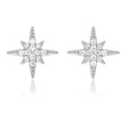 Sparkling Star Stud Earrings with Cubic Zirconia in Sterling Silver