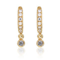 Zirconia Drop Gold Hoop Earrings Cubic Zirconia in Sterling Silver