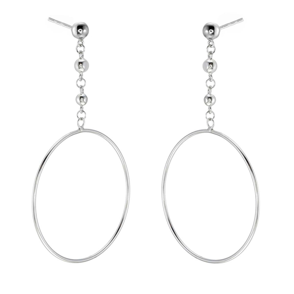 Hanging Circle Earrings in Sterling Silver side view