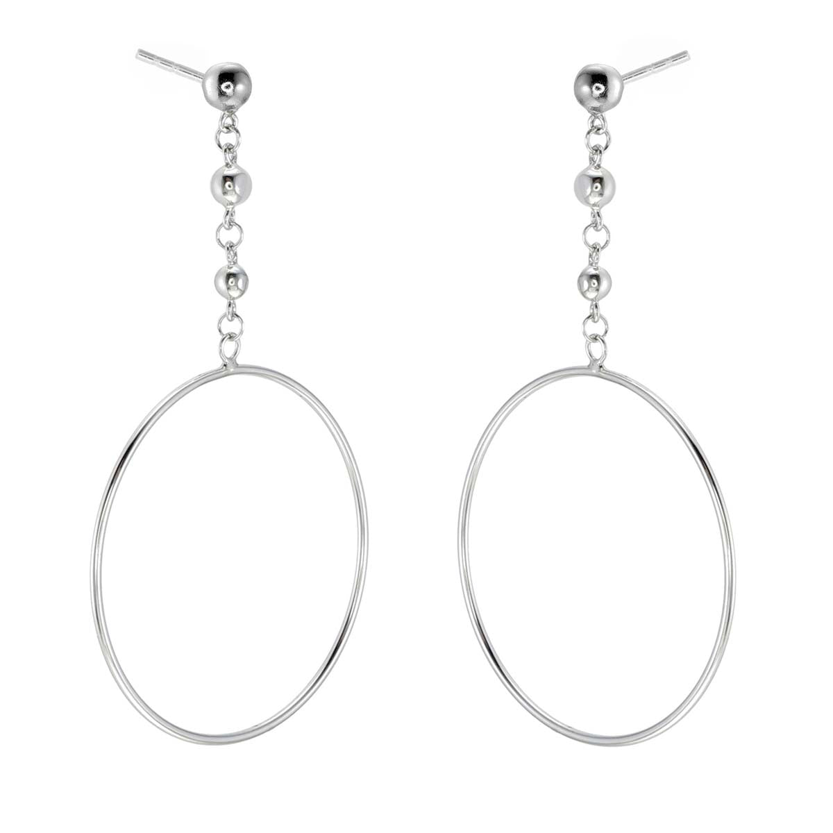 Hanging Circle Earrings in Sterling Silver side view