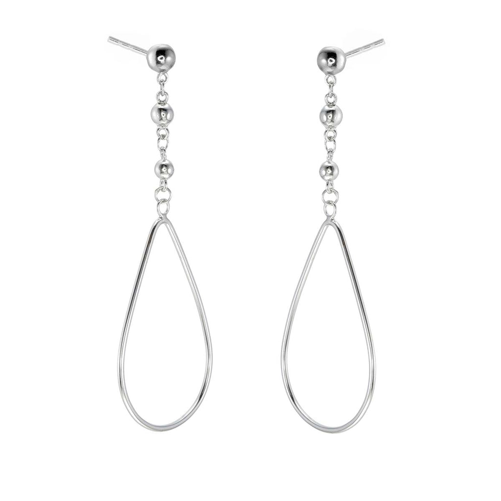 Hanging Pear Drop Earrings in Sterling Silver side view