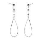 Hanging Pear Drop Earrings in Sterling Silver side view