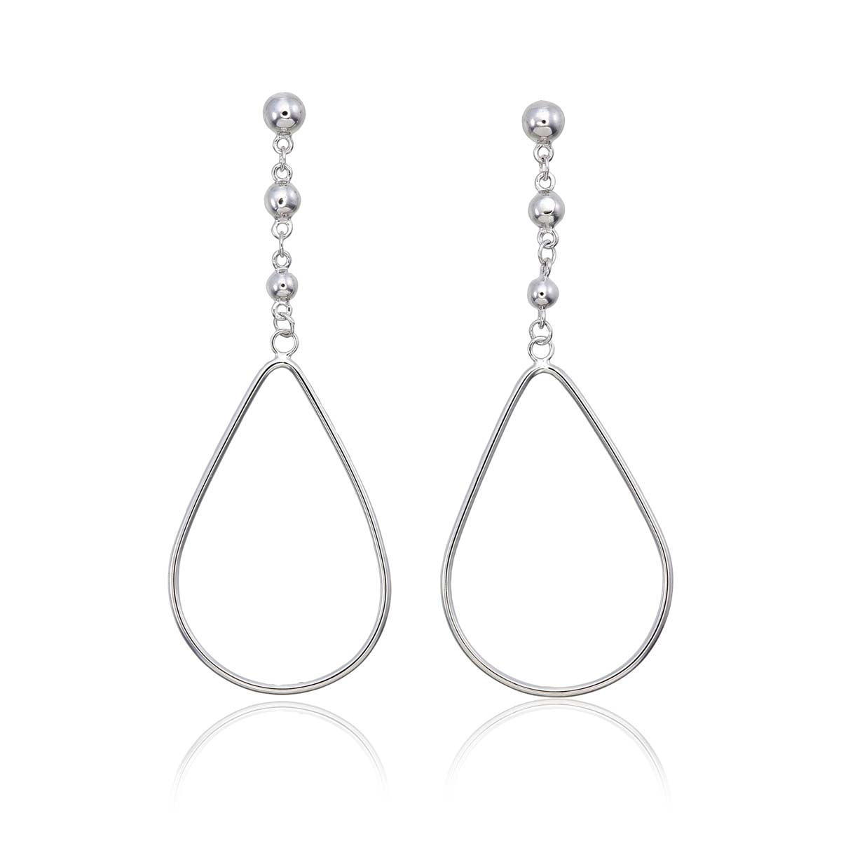 Hanging Pear Drop Earrings in Sterling Silver