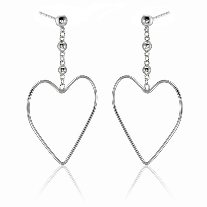Hanging Heart Earrings in Sterling Silver