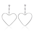Hanging Heart Earrings in Sterling Silver