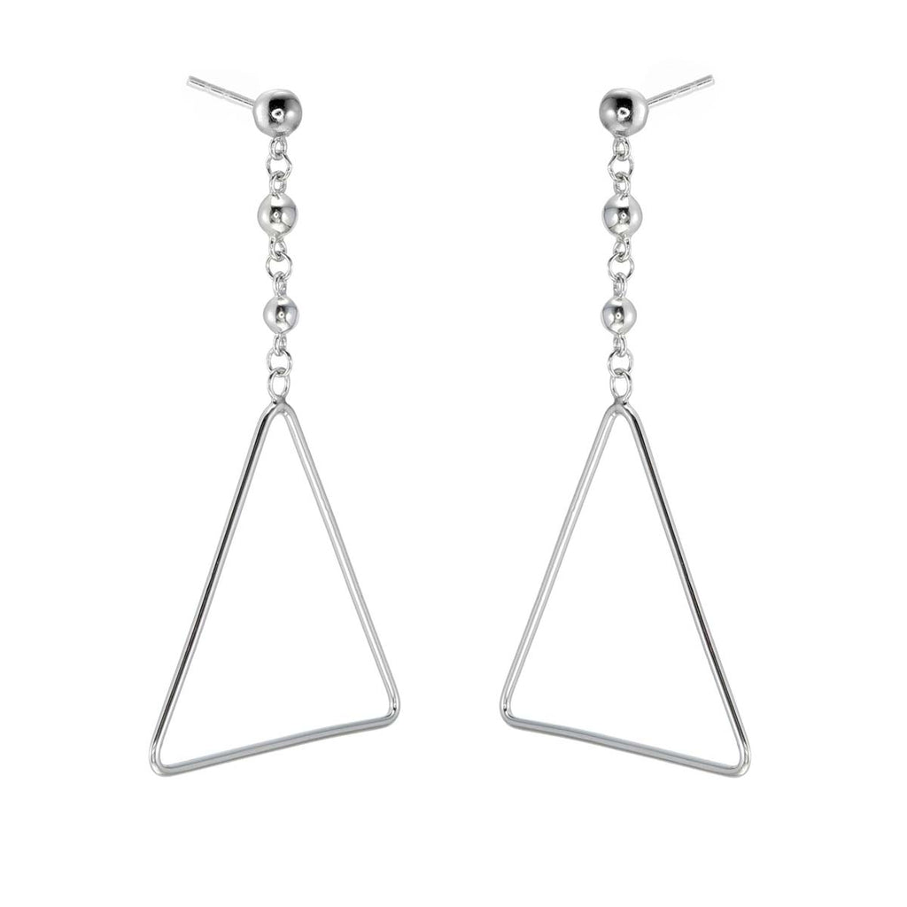 Hanging Triangle Earrings in Sterling Silver side view