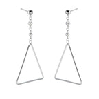 Hanging Triangle Earrings in Sterling Silver side view