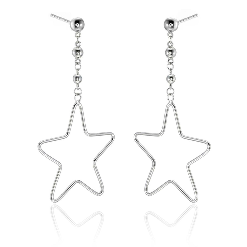 Hanging Star Earrings in Sterling Silver side view