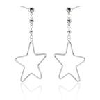 Hanging Star Earrings in Sterling Silver side view