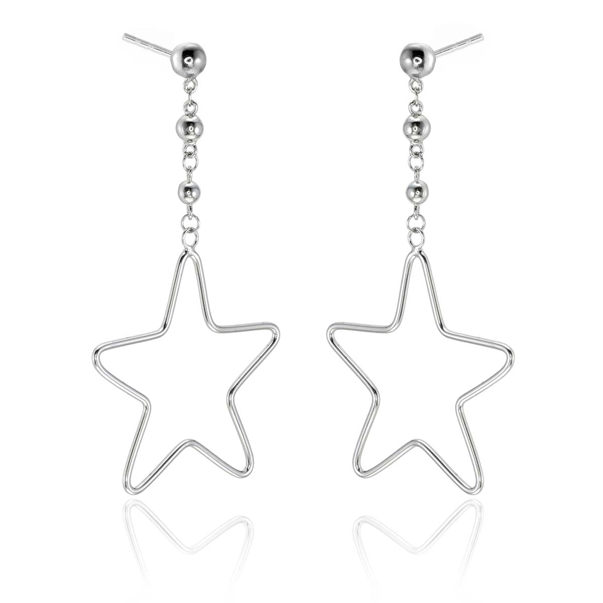Hanging Star Earrings in Sterling Silver side view