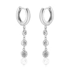 Trilogy Hoop Earrings with White Cubic Zirconia in Sterling Silver side view