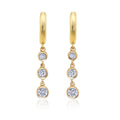Gold Trilogy Hoop Earrings Cubic Zirconia in Sterling Silver