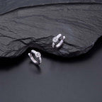 Bezel Zirconia Hoop Earrings Cubic Zirconia in Sterling Silver on rocks
