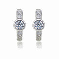 Bezel Zirconia Hoop Earrings Cubic Zirconia in Sterling Silver