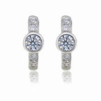 Bezel Zirconia Hoop Earrings Cubic Zirconia in Sterling Silver