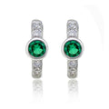 Bezel Green Zirconia Hoop Earrings Cubic Zirconia in Sterling Silver