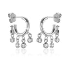 Mini Shaker Hoop Earrings with Cubic Zirconia in Sterling Silver side view