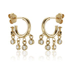 Gold Mini Shaker Hoop Earrings with Cubic Zirconia in Sterling Silver