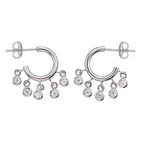 Mini Shaker Hoop Earrings with Cubic Zirconia in Sterling Silver