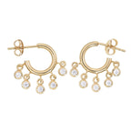 Gold Mini Shaker Hoop Earrings with Cubic Zirconia in Sterling Silver