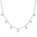 925 Sterling Silver Collar Necklace with Bezel-Set Round Cubic Zirconia Charms