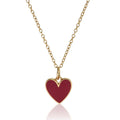 red heart necklace in gold
