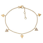 Triangle Charm Bracelet Gold Plated Sterling Silver & Cubic Zirconia