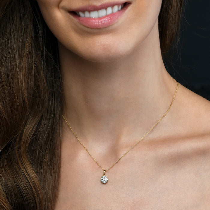 Solar 0.25ct Cluster Diamond Pendant In 9K Yellow Gold