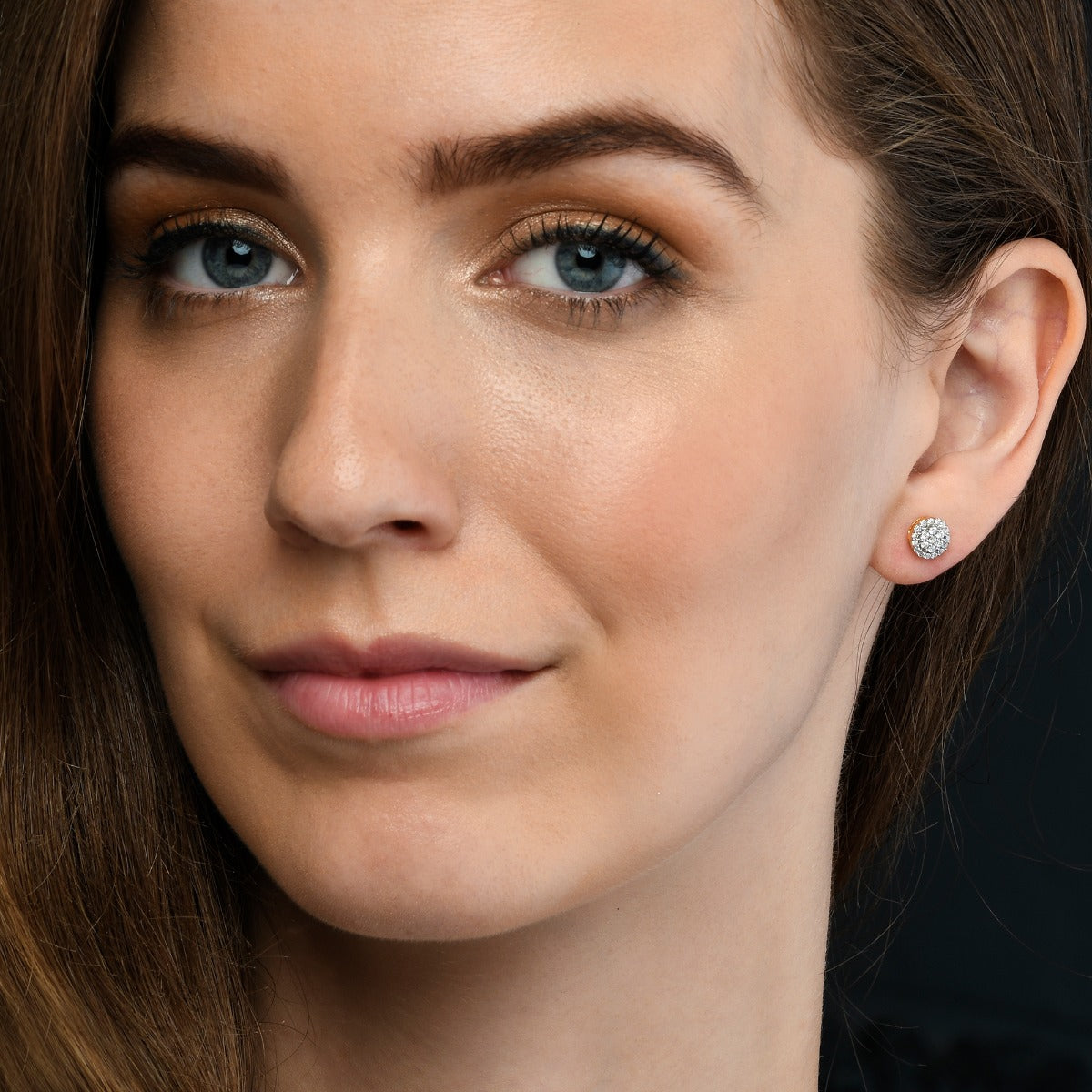 simple round diamond earrings in solid gold