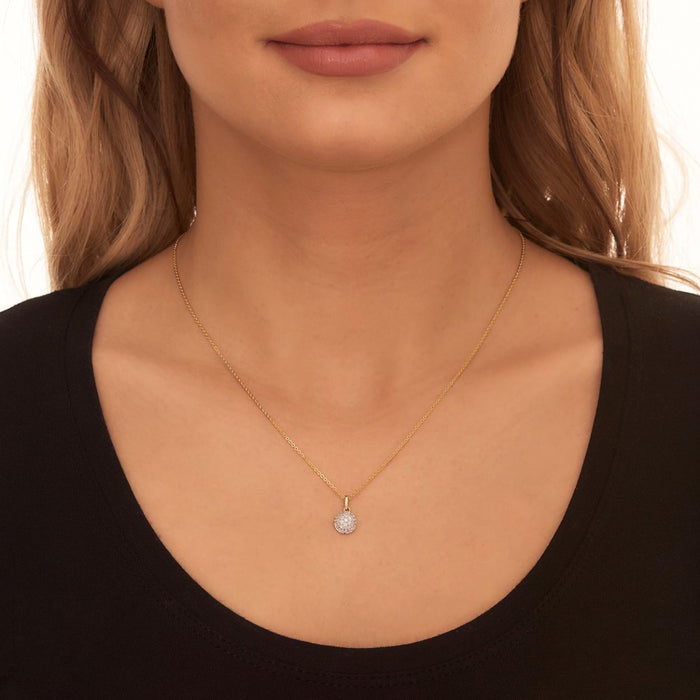 Dome 0.30ct Cluster Diamond Pendant In 9K Yellow Gold