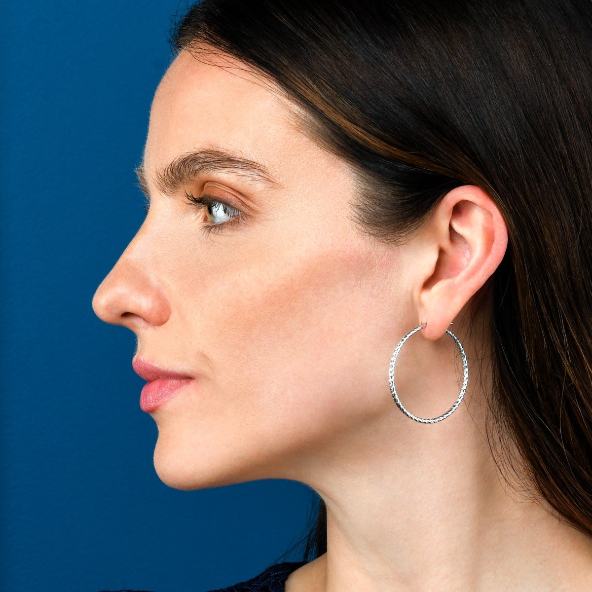 925 Sterling Silver Diamond Cut Sparkling Hoop Earrings