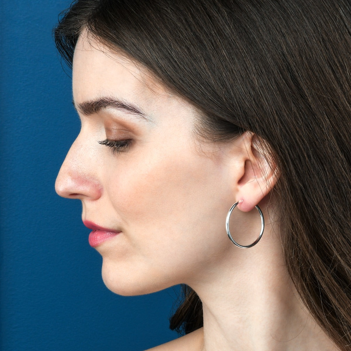 925 Sterling Silver Plain Polished Hoop Earrings
