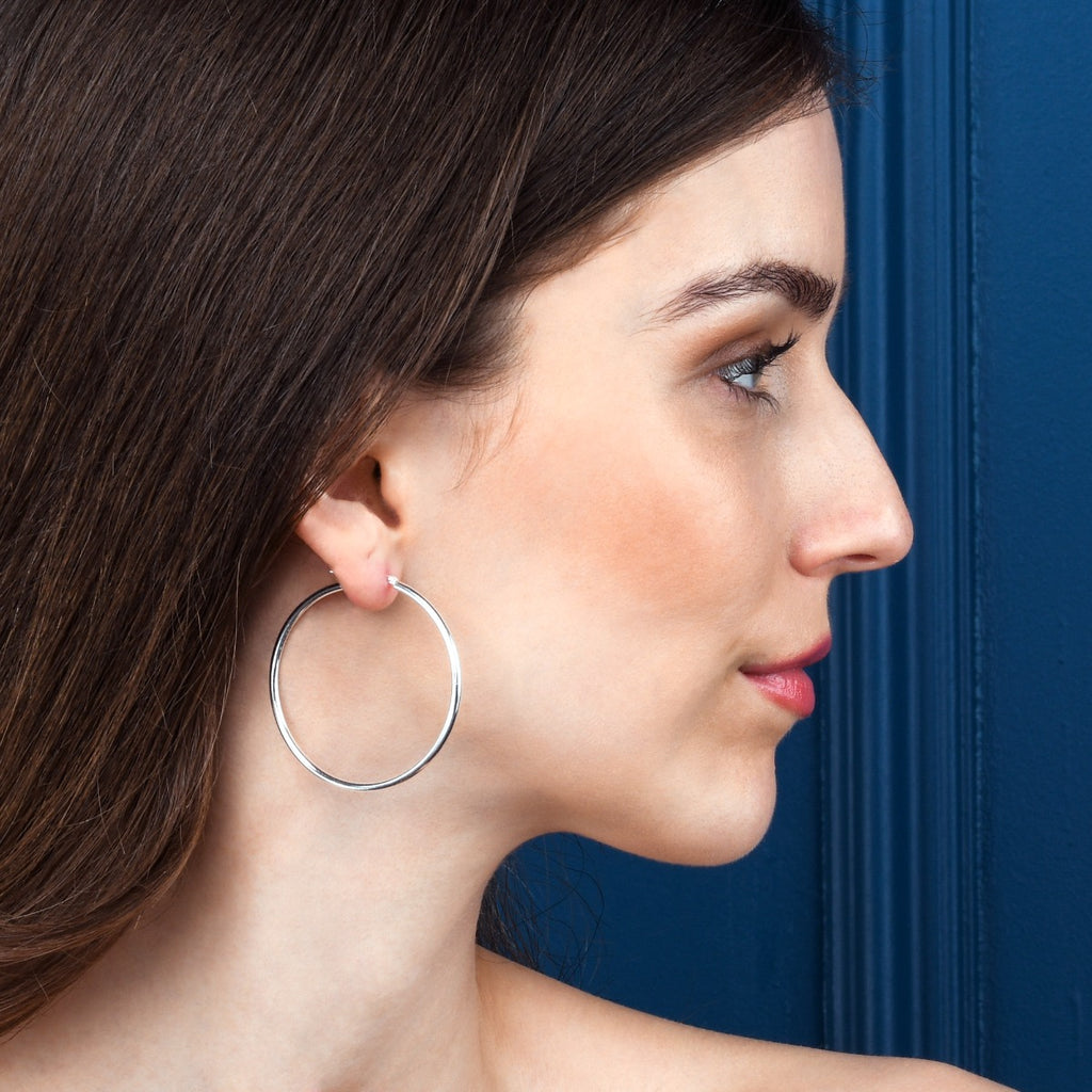 925 Sterling Silver Plain Polished Hoop Earrings