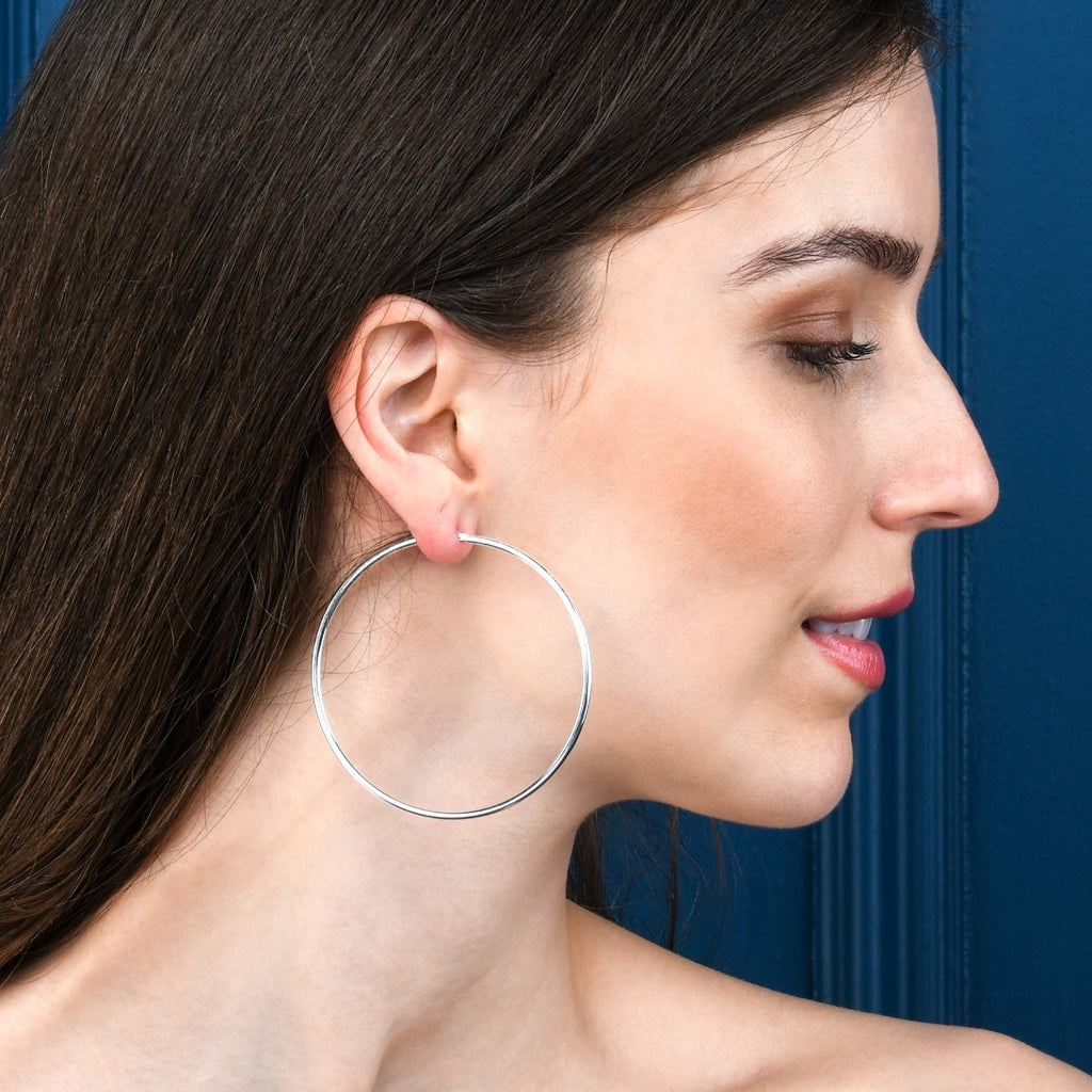 925 Sterling Silver Plain Polished Hoop Earrings