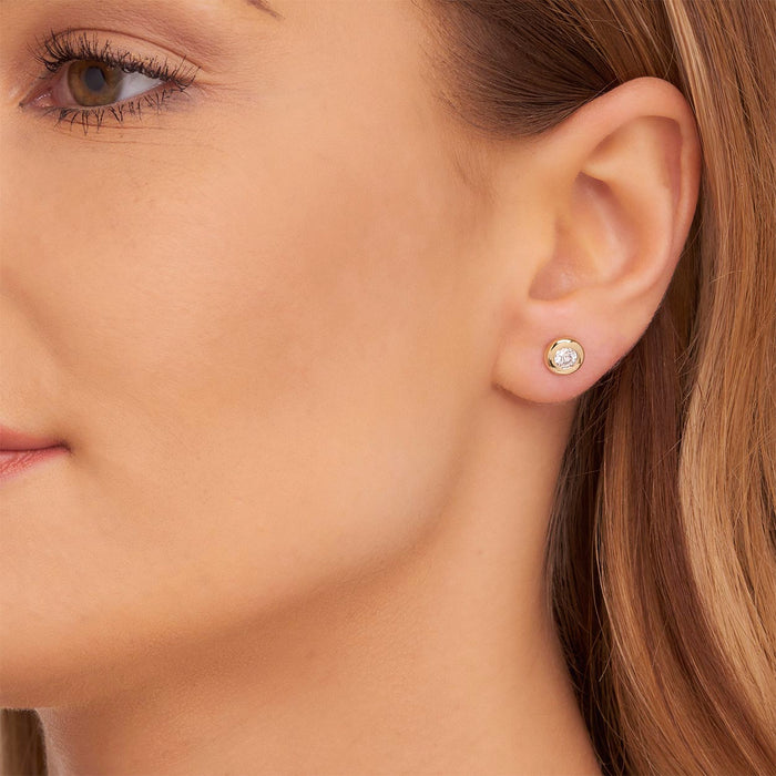 Diamond Stud Earrings 0.50ct Bezel Set Studs 18K Yellow Gold-G/HSI