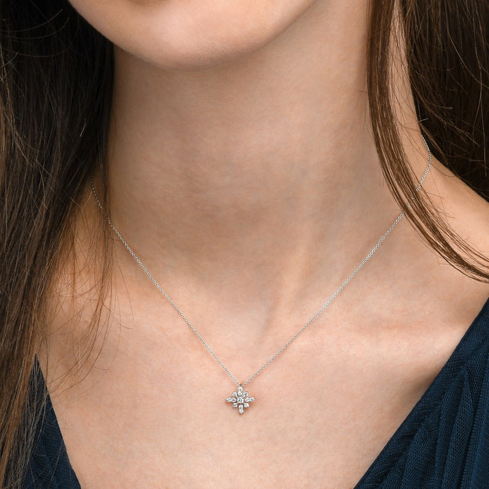 Fleur 0.25ct Cluster Diamond Pendant In 9K White Gold
