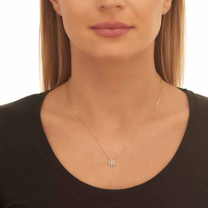Fleur 0.25ct Cluster Diamond Pendant In 9K Yellow Gold