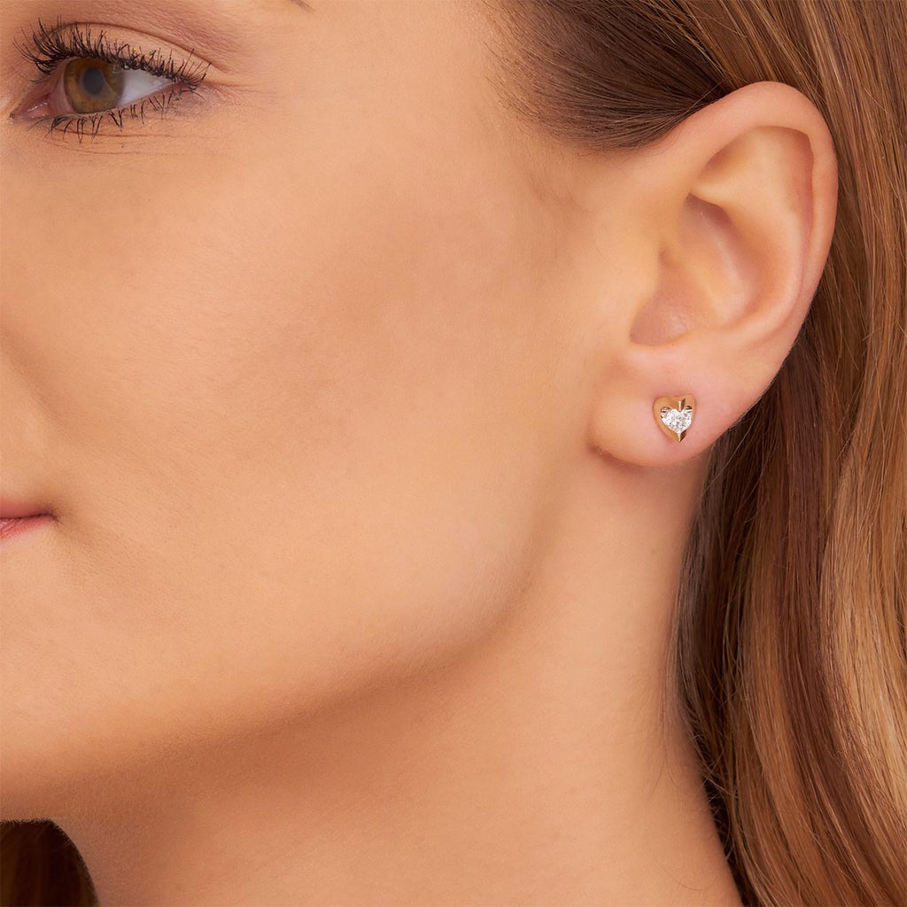 Diamond Stud Earrings 0.50ct 2 Claw Studs 18K Yellow Gold
