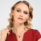 Sterling Silver Disc Pendant Necklace with Black And White Cubic Zirconia Stones