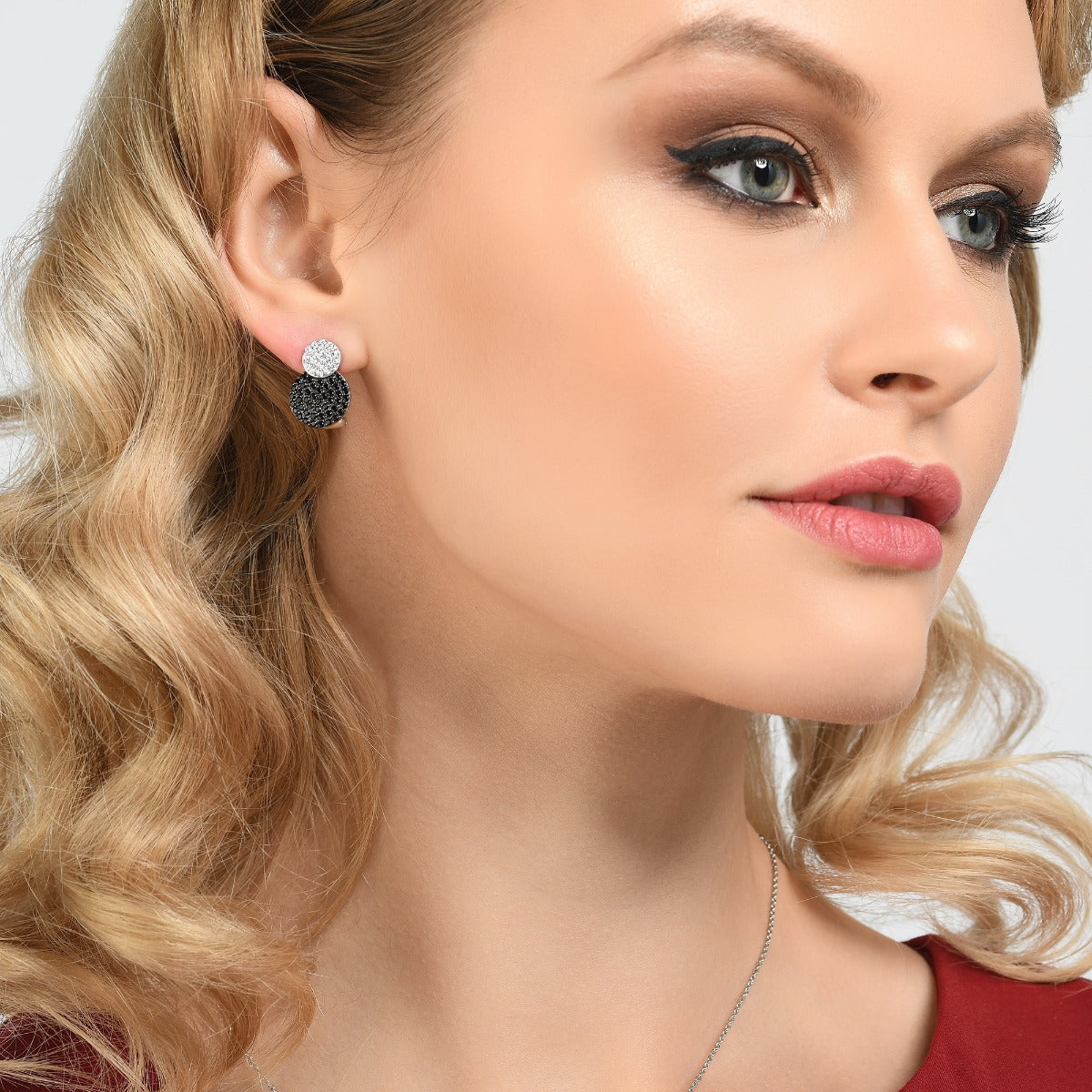 Sterling Silver Black and White Disc Earrings