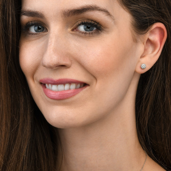 Dome Diamond Cluster Earrings 0.38ct Studs 9K White Gold