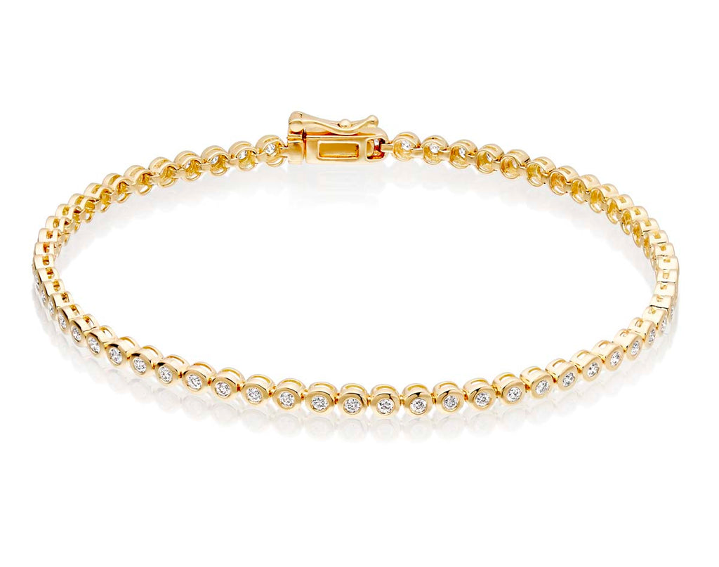 Rubover 1.00ct diamond tennis bracelet in 18K yellow gold