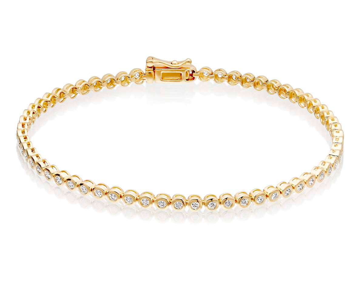 Rubover 1.00ct diamond tennis bracelet in 18K yellow gold